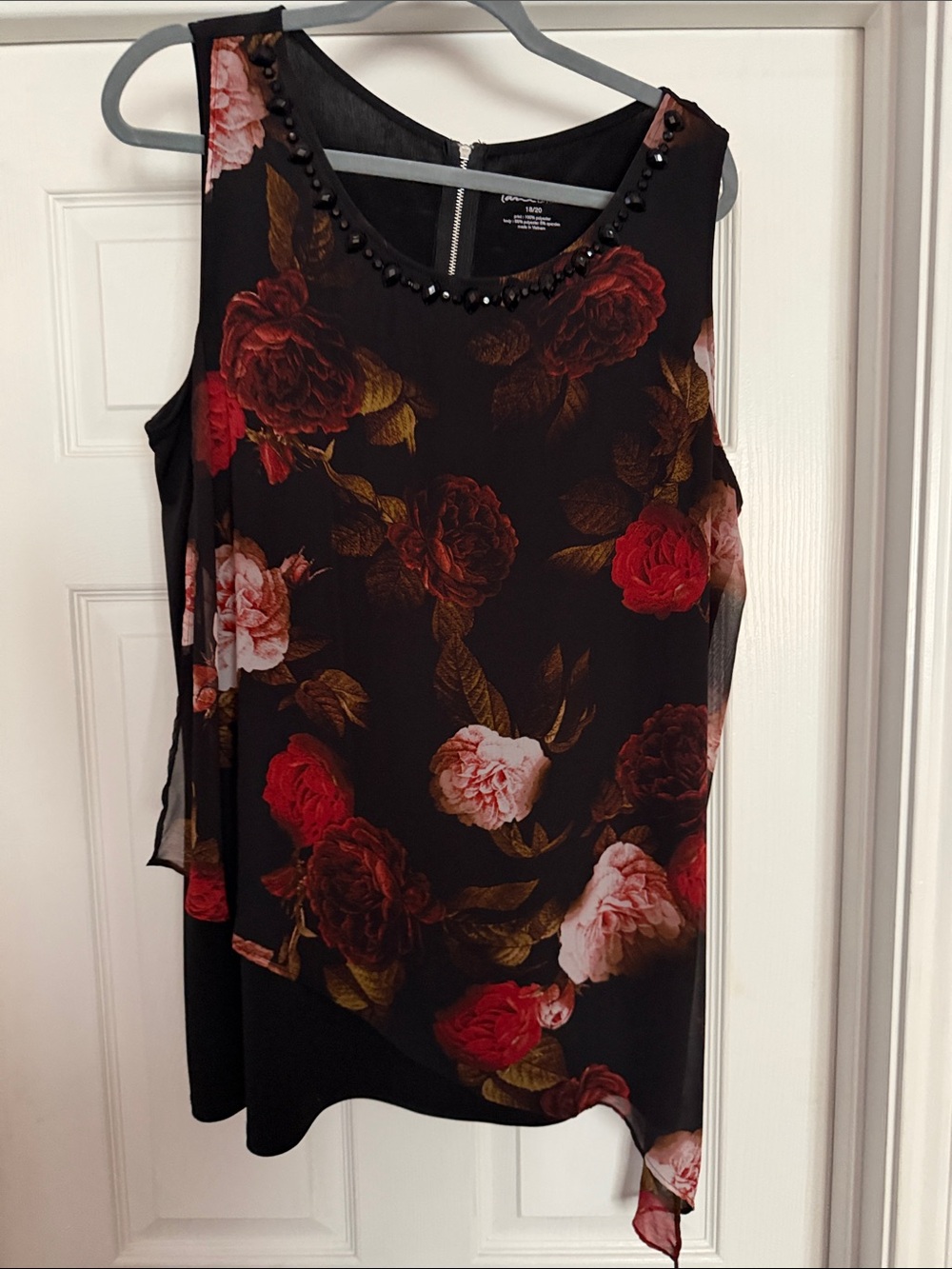 Lane Bryant Black Floral Beaded Neck Sleeveless Camisole